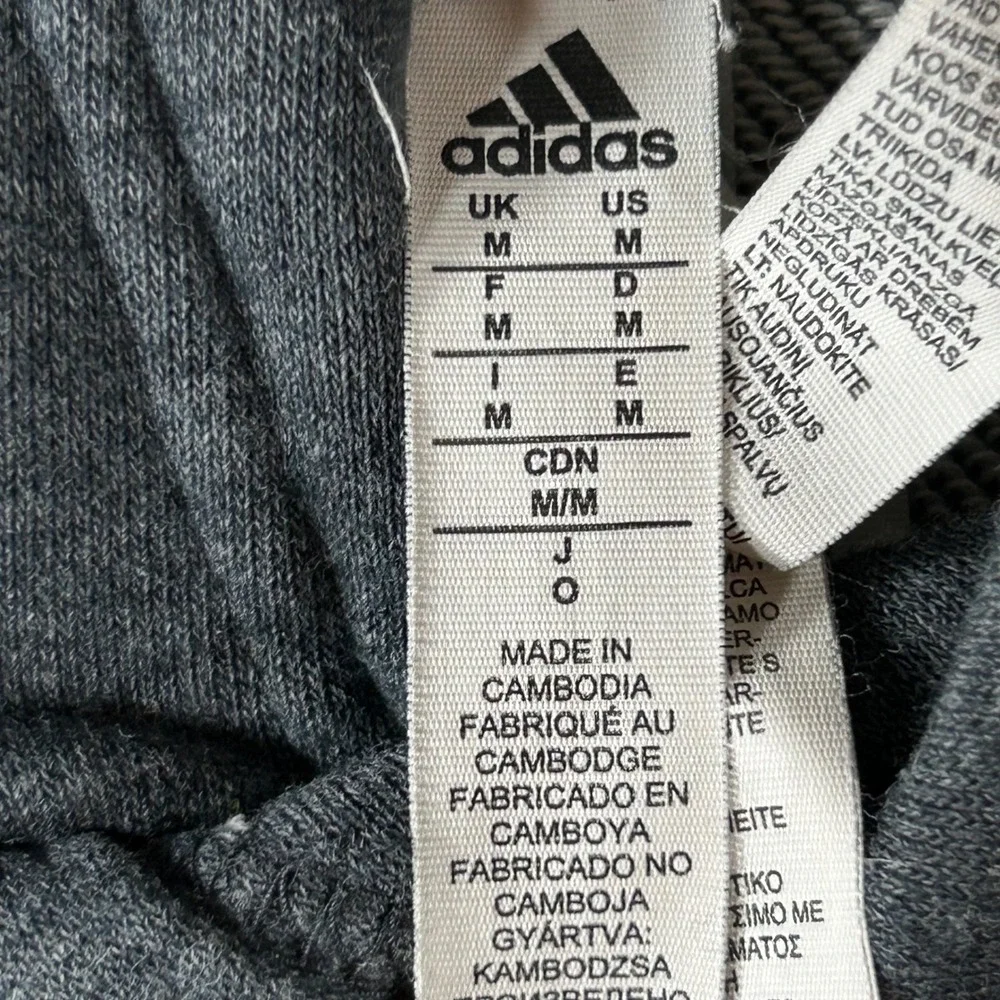 Adidas‎ Mens Medium Hoodie Pullover Sweatshirt Charcoal Gray Badge of Sport Logo